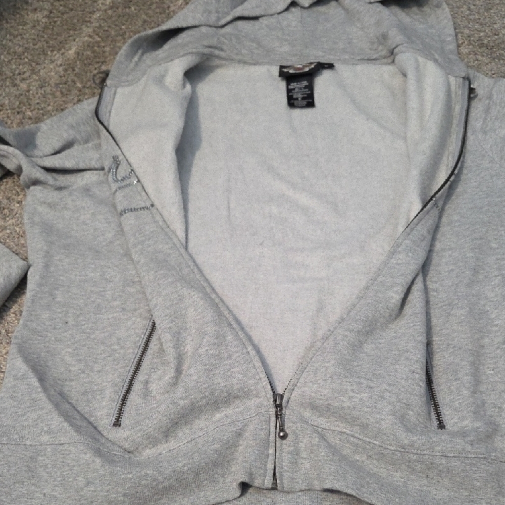Harley-Davidson Gray Studded Script Zip Hoodie - image 8